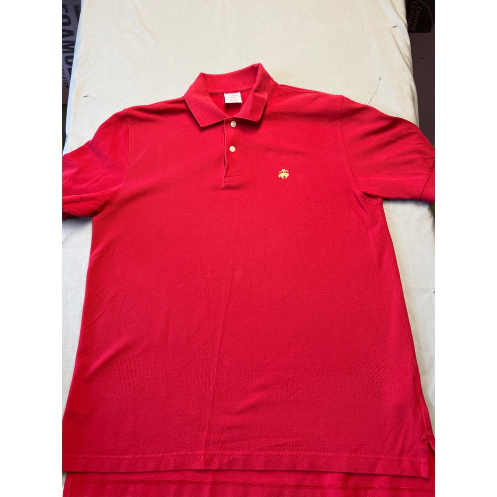 Brooks Brothers 346 Mens Red Performance Polo Shirt Cotton Original Fit Medium